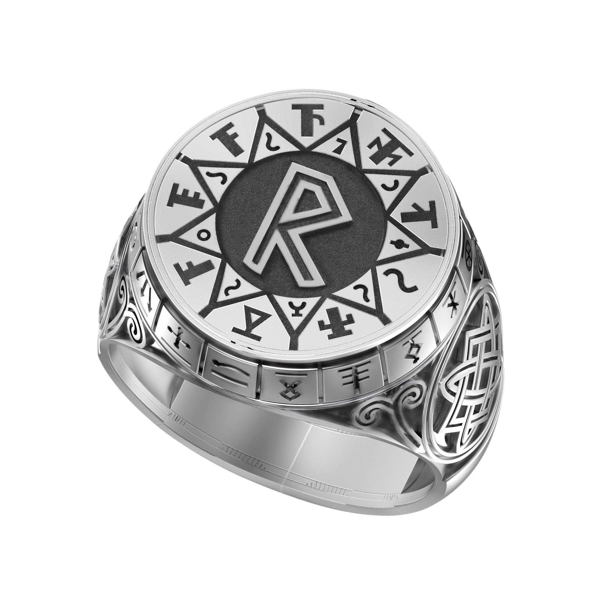 Indigo Runes Elder Futhark Runes Set Wheel Personalized Artisan Silver Ring – INDIGO ...