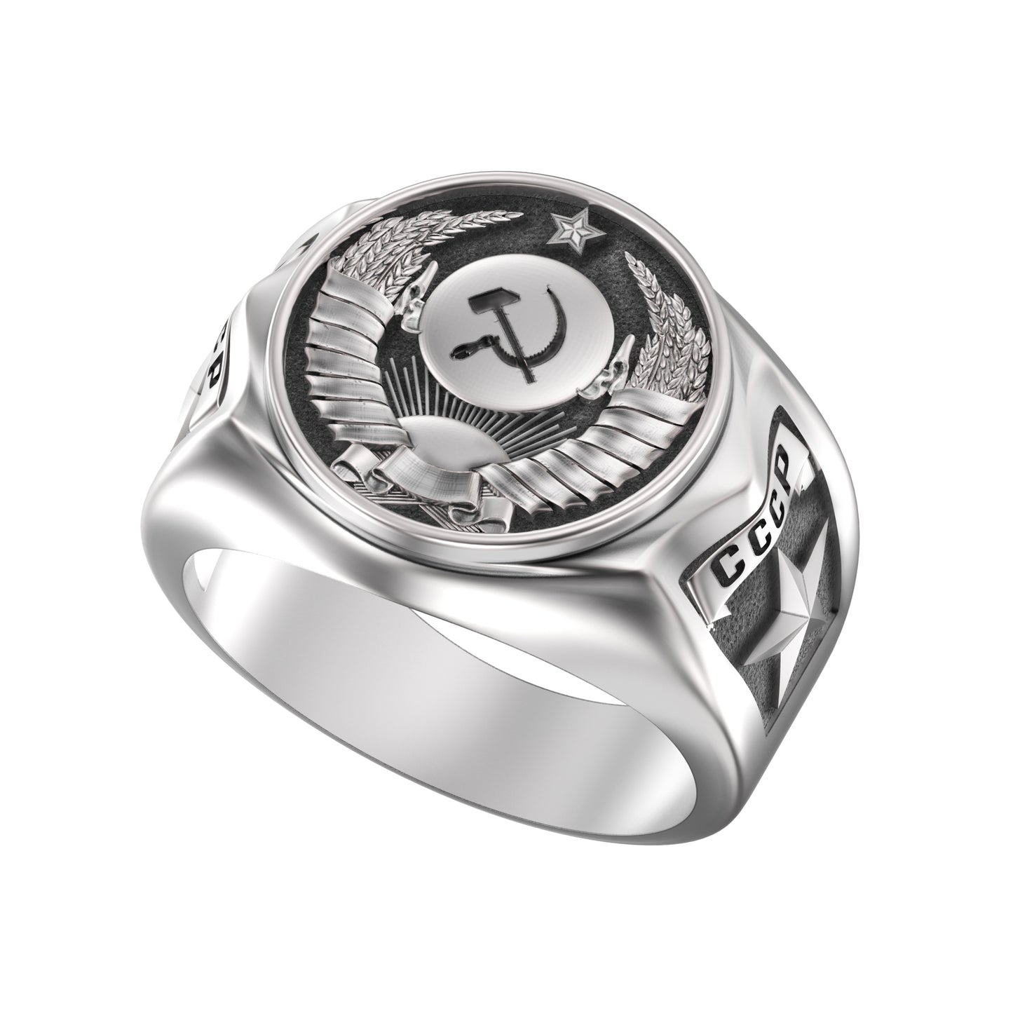 The State Emblem of the USSR, Emblem of the Soviet Union, Sterling Silver Ring