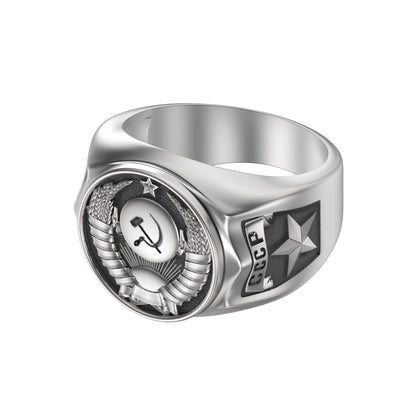 The State Emblem of the USSR, Emblem of the Soviet Union, Sterling Silver Ring