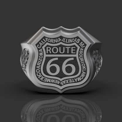 Route 66 Exclusive Biker Men Ring Silver 925