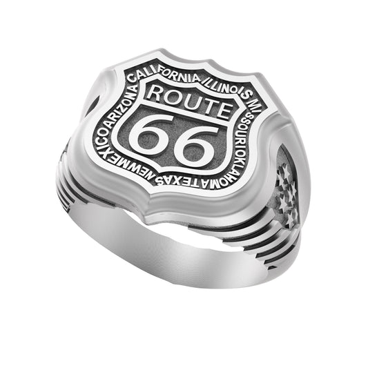 Route 66 Exclusive Biker Men Ring Silver 925
