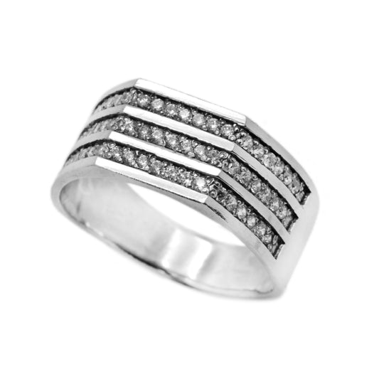 Raw Gemstones Pánský prsten stříbro 925 bílé zirkony