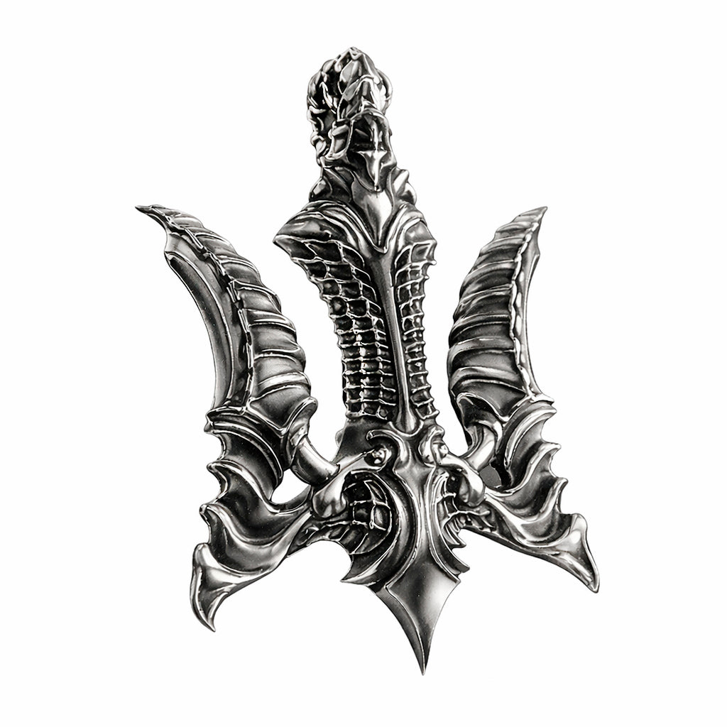 gothic-trident-pendant-ukrainian-tryzub-sterling-silver-dark-alternative-jewelry-mens-gothic-pendant-handmade-silver-pendant-dark-style-biker-goth-fantasy-metal-jewelry-unisex-statement-pendant-artisan-silver-jewelry-gothic-symbol-trident-necklace-without-chain-indie-brand-indigo-jewelry-handcrafted-925-silver-dark-aesthetic