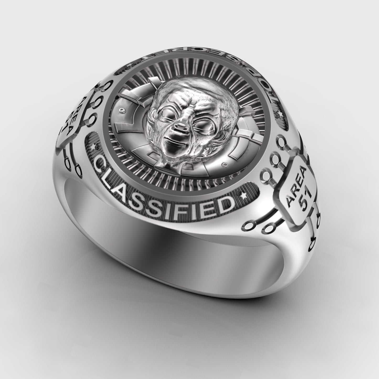 Roswell Incident 75th anniversary gift, UFO Alien Area 51, Mens Signet Ring