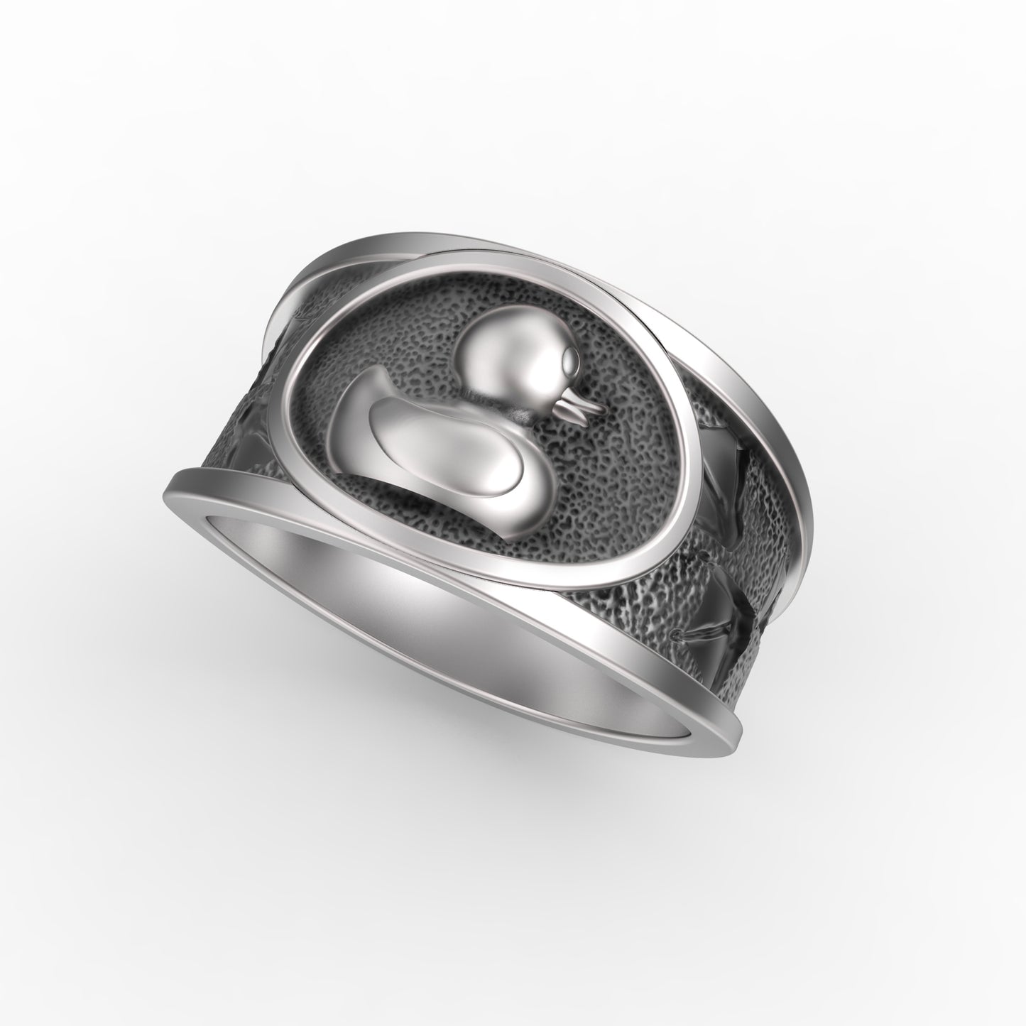 Adorable Duckling Sterling Silver Ring - Cute Rubber Duck Jewelry for Kids and Adults