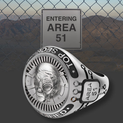 Roswell Incident Geschenk zum 75. Jahrestag, UFO Alien Area 51, Herren-Siegelring