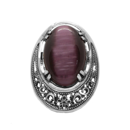 Violet Oval Ulexite Gemstone Vintage Silver Set, Ring and Earrings