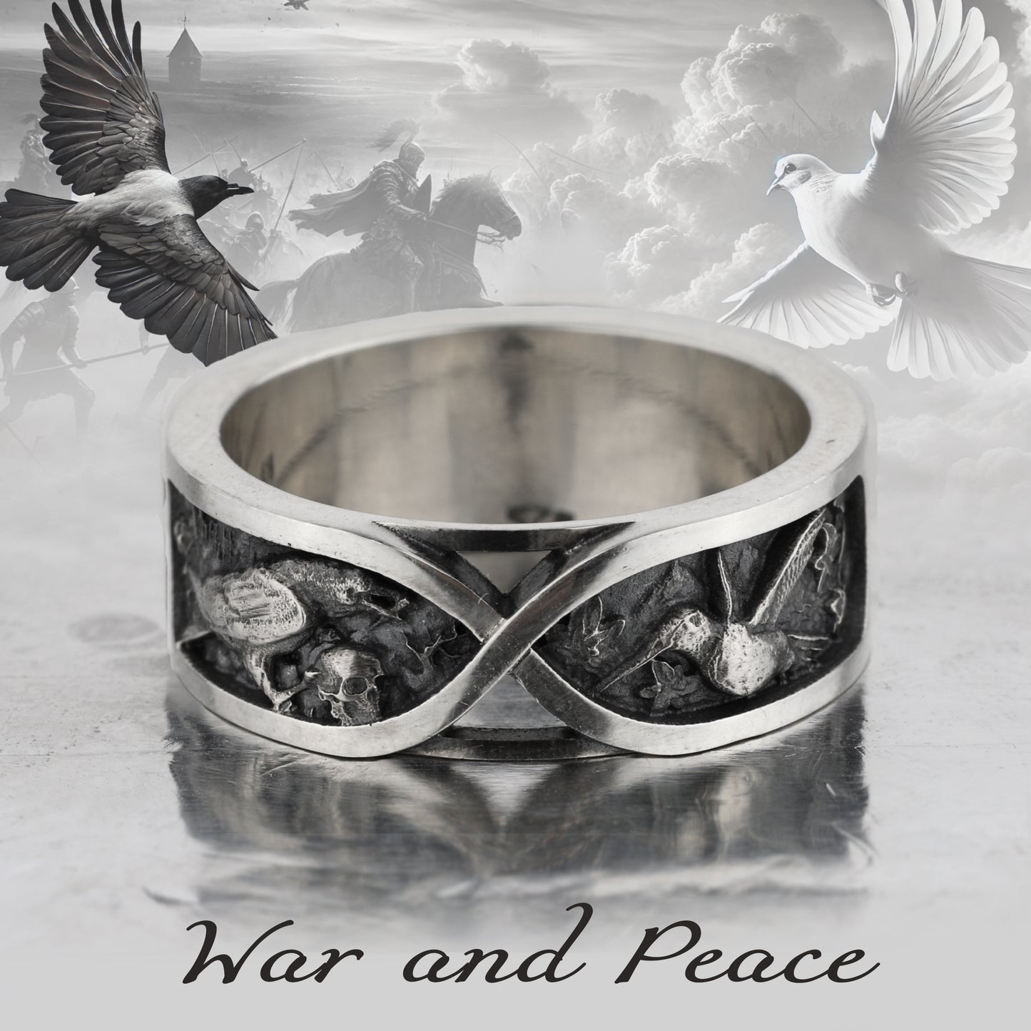 War and Peace Duality Sterling Silver Ring