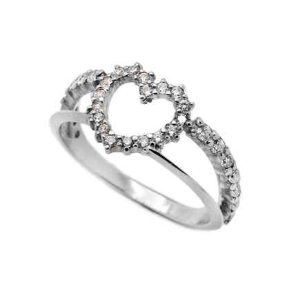 Heart and White Zircons Women Ring 14K Gold