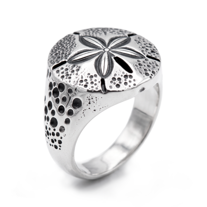 Sand Dollar Silver Signet Ring