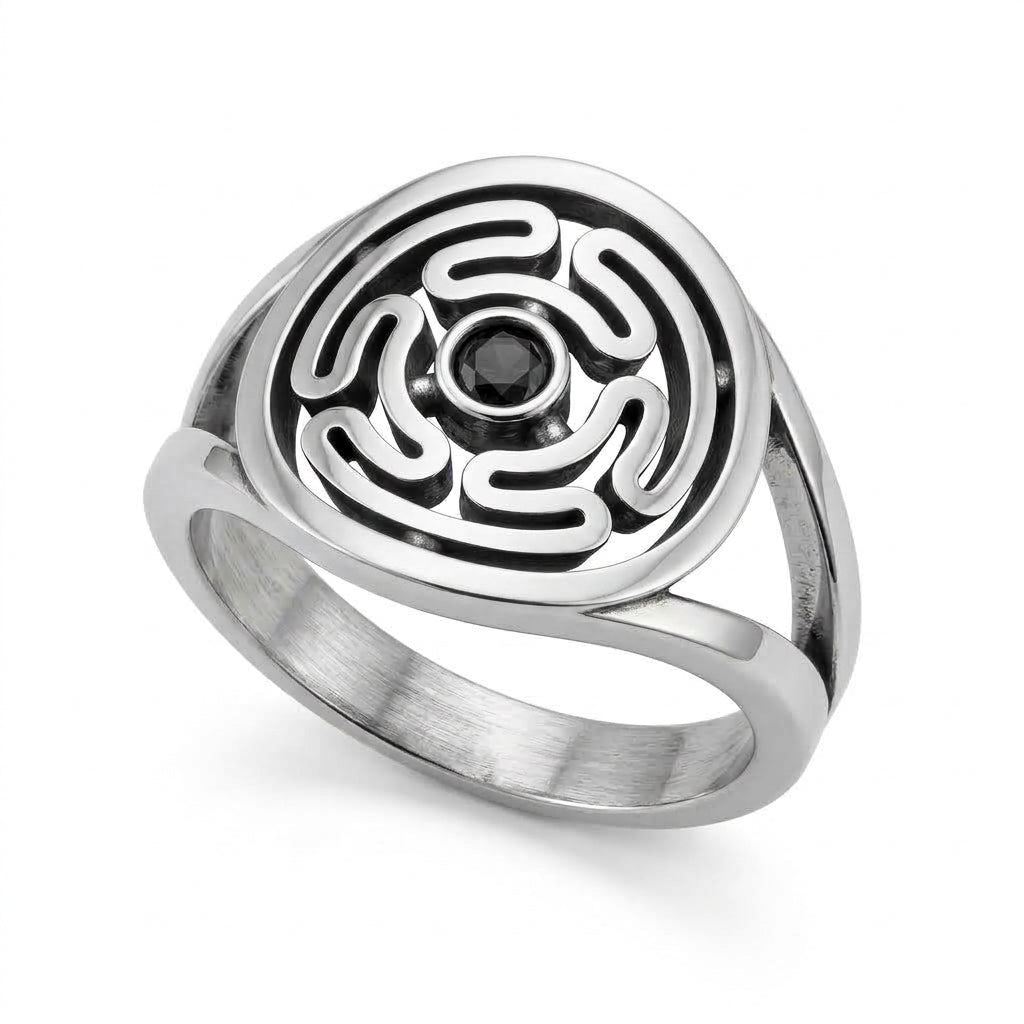 Hecate Dark Goddess Women Occult Sterling Silver Ring from INDIGO jewelry. womens silver ring