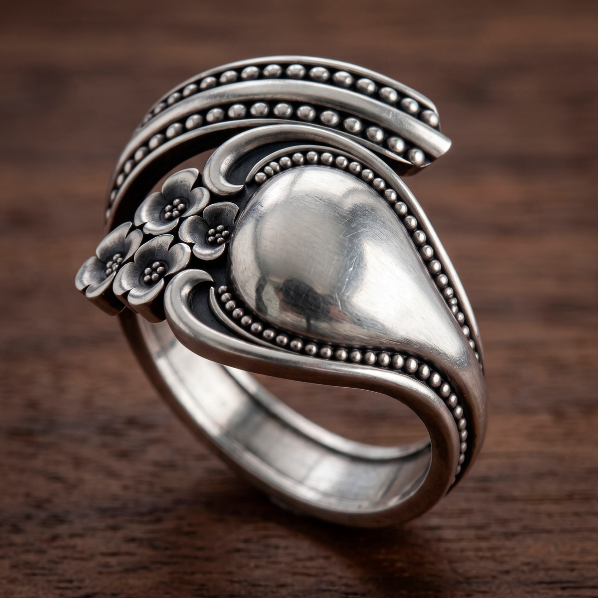 Wrap Spoon Sterling Silver Womens Ring