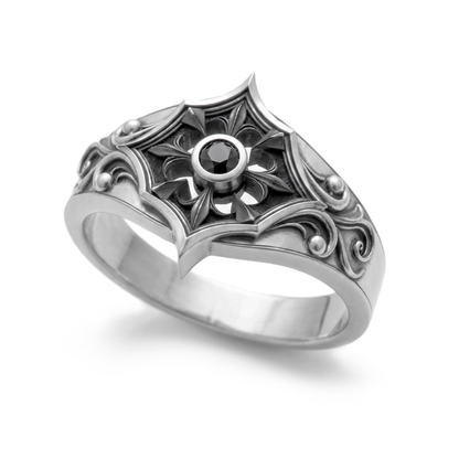 Gothic Women’s Engagement Ring with Black or Red Zircon