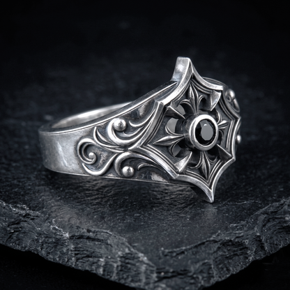Gothic Women’s Engagement Ring with Black or Red Zircon