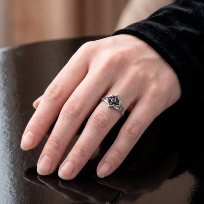 Gothic Women’s Engagement Ring with Black or Red Zircon