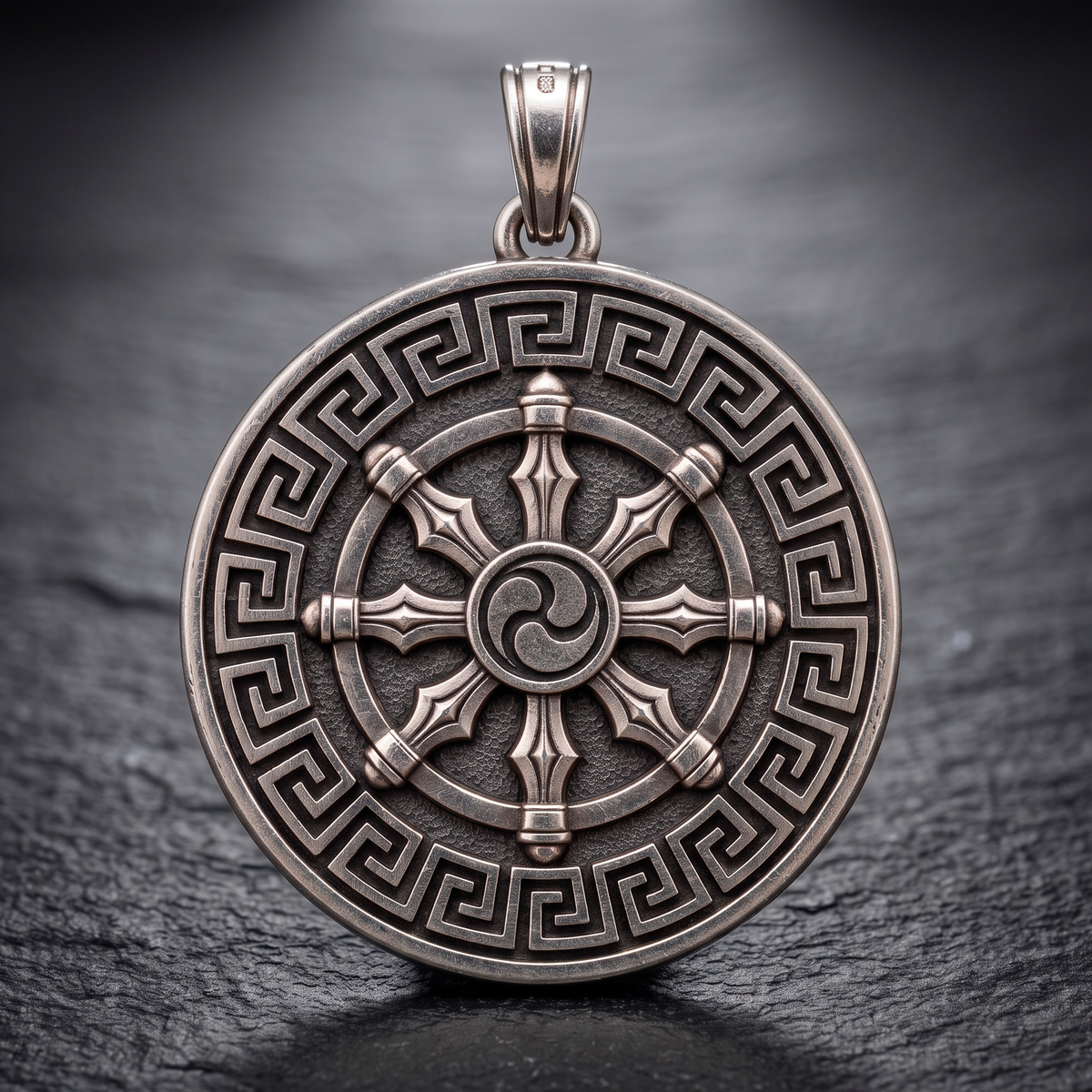 Om Eternal — Double Sided Silver Pendant Om and Mandala