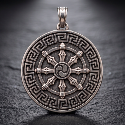 Om Eternal — Double Sided Silver Pendant Om and Mandala