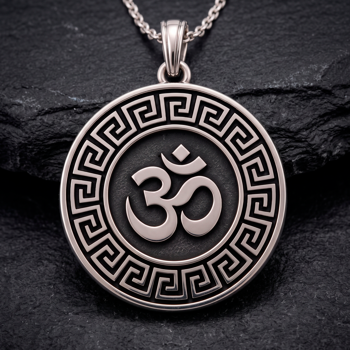 Om Eternal — Double Sided Silver Pendant Om and Mandala