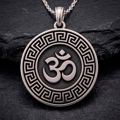 Om Eternal — Double Sided Silver Pendant Om and Mandala