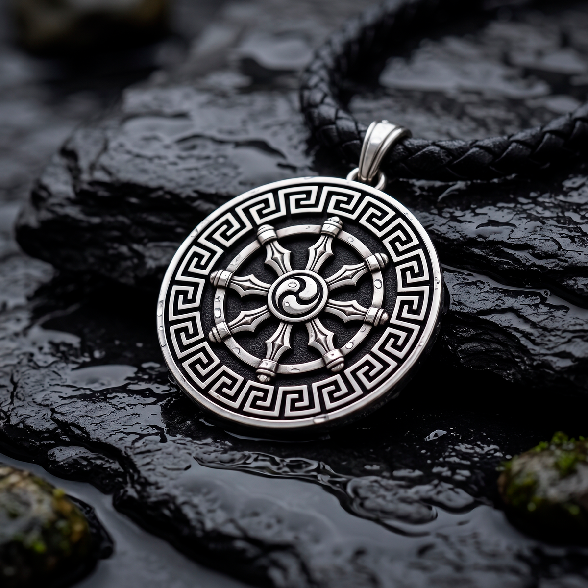 Om Eternal — Double Sided Silver Pendant Om and Mandala