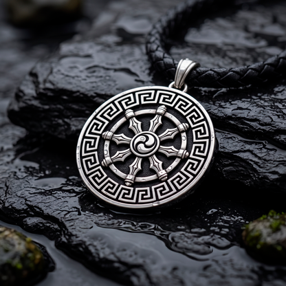 Om Eternal — Double Sided Silver Pendant Om and Mandala