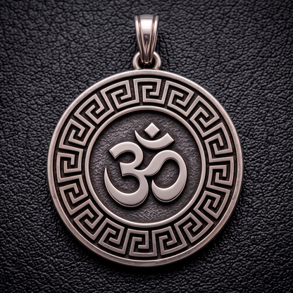 Om Eternal — Double Sided Silver Pendant Om and Mandala