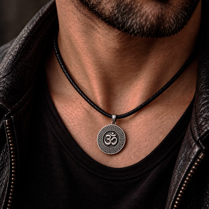 Om Eternal — Double Sided Silver Pendant Om and Mandala