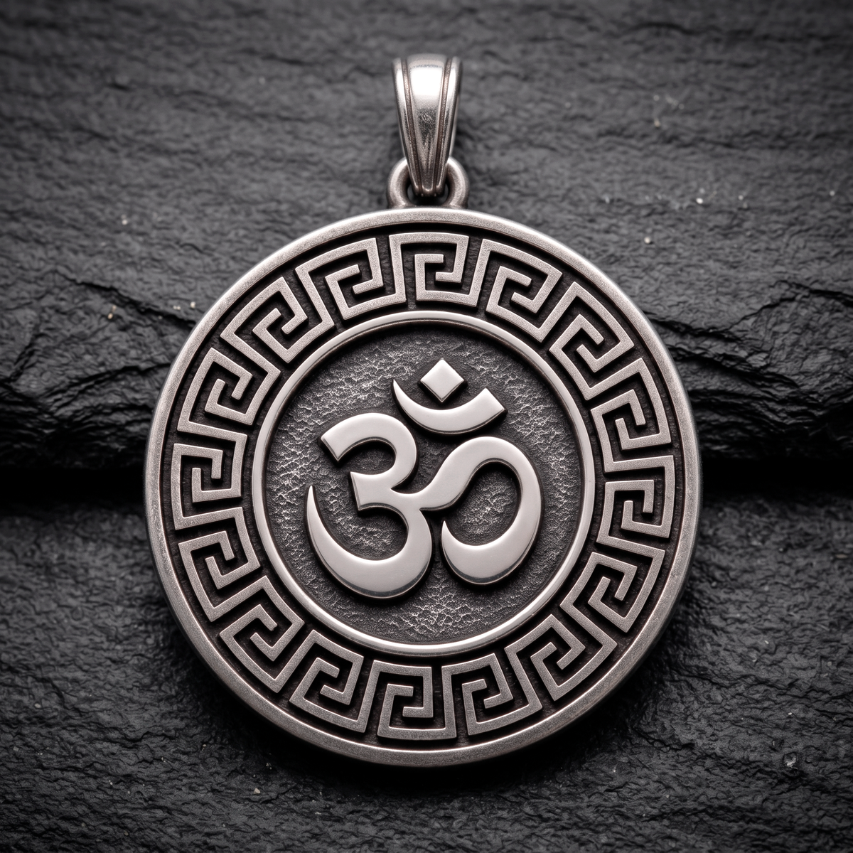 Om Eternal — Double Sided Silver Pendant Om and Mandala