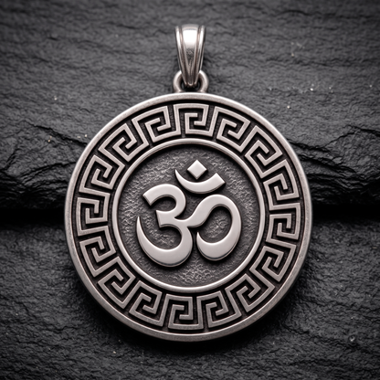 Om Eternal — Double Sided Silver Pendant Om and Mandala