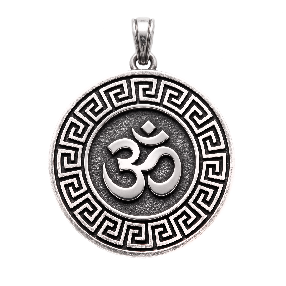 Om Eternal — Double Sided Silver Pendant Om and Mandala