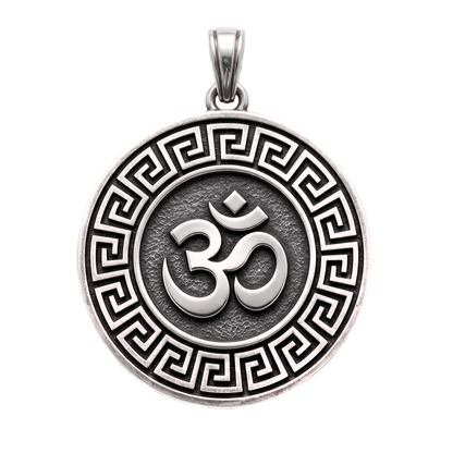 Om Eternal — Double Sided Silver Pendant Om and Mandala