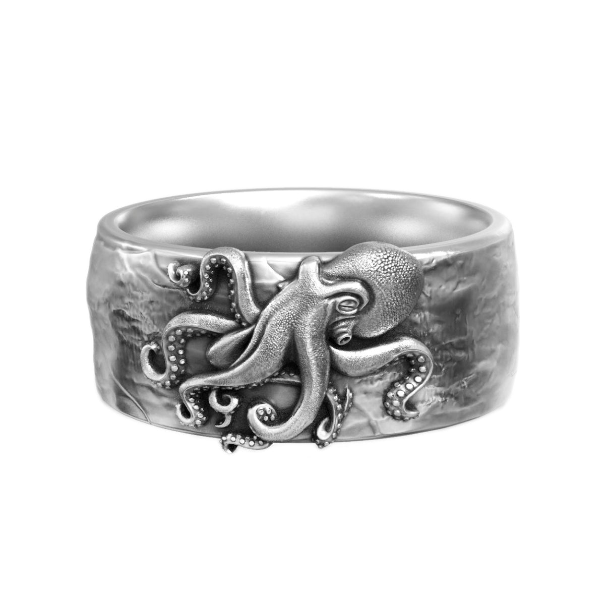 Octopus Ocean's Guardian Sterling Silver Band Ring