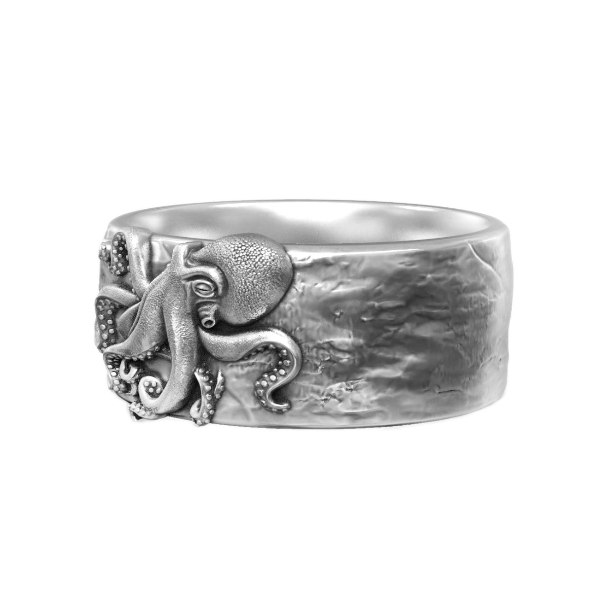 Octopus Ocean's Guardian Sterling Silver Band Ring