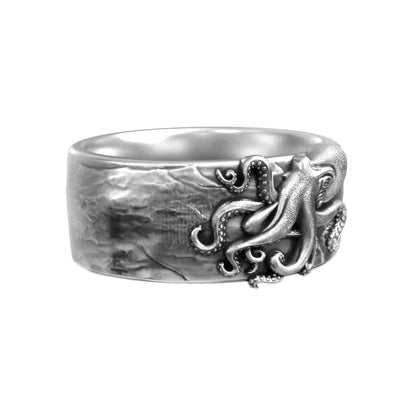 Octopus Ocean's Guardian Sterling Silver Band Ring