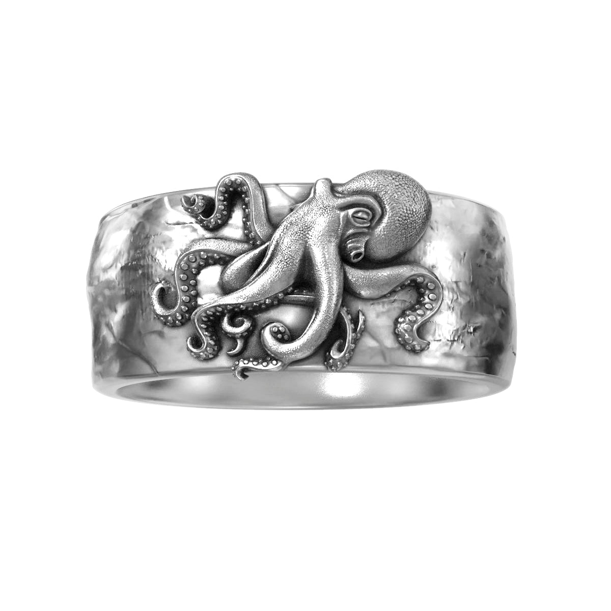 Octopus Ocean's Guardian Sterling Silver Band Ring