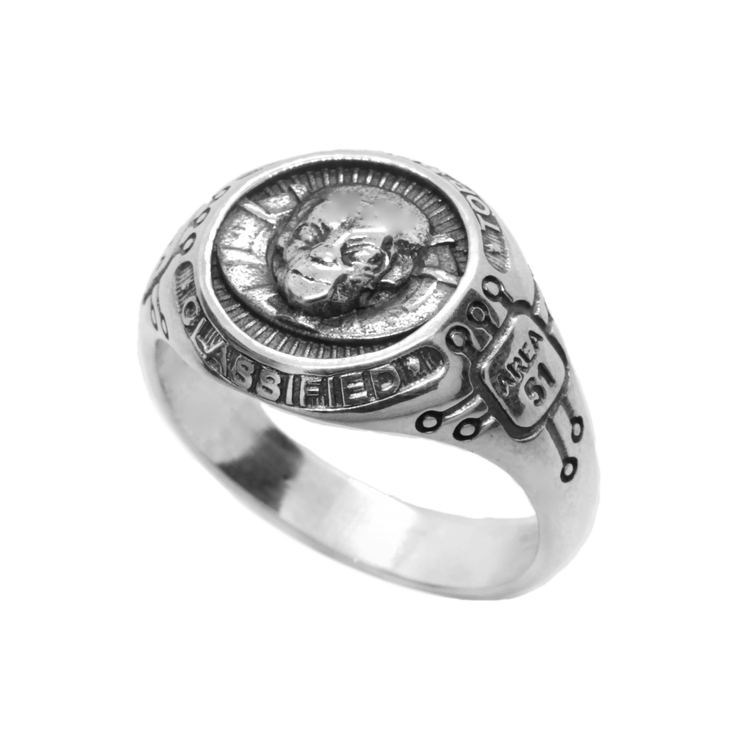 Roswell Incident 75th anniversary, UFO Alien Area 51, Mens Sterling Signet Ring by INDIGO JEWELRY