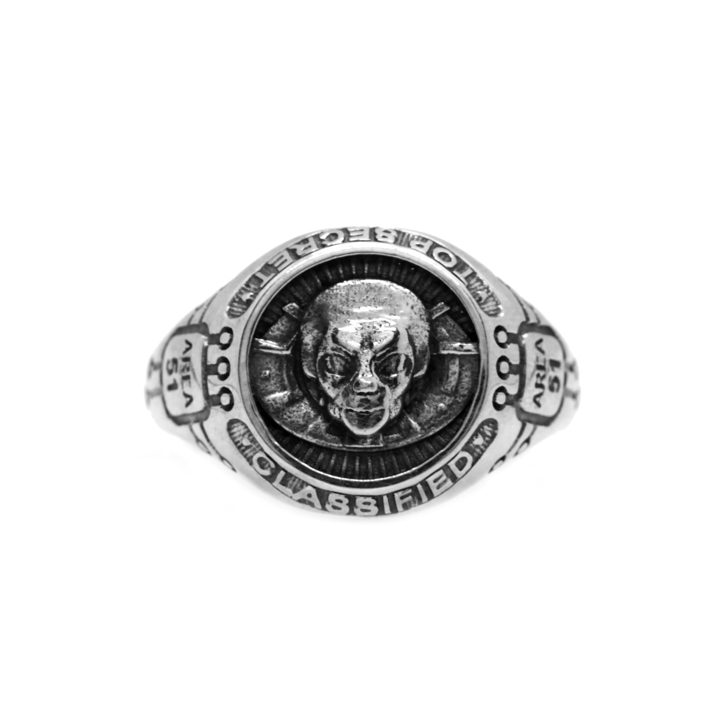 Roswell Incident 75th anniversary, UFO Alien Area 51, Mens Sterling Signet Ring by INDIGO JEWELRY