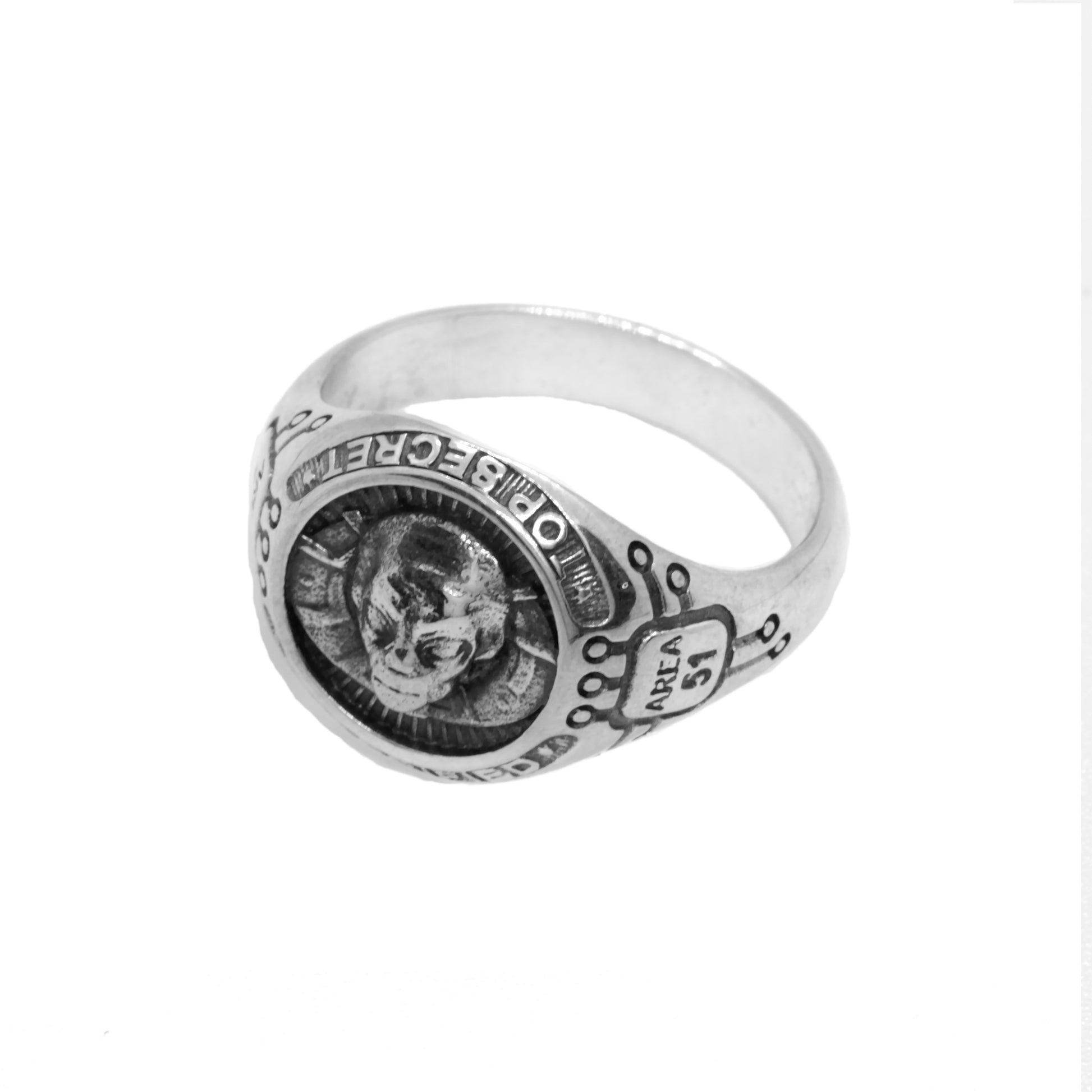 Roswell Incident 75th anniversary, UFO Alien Area 51, Mens Sterling Signet Ring by INDIGO JEWELRY