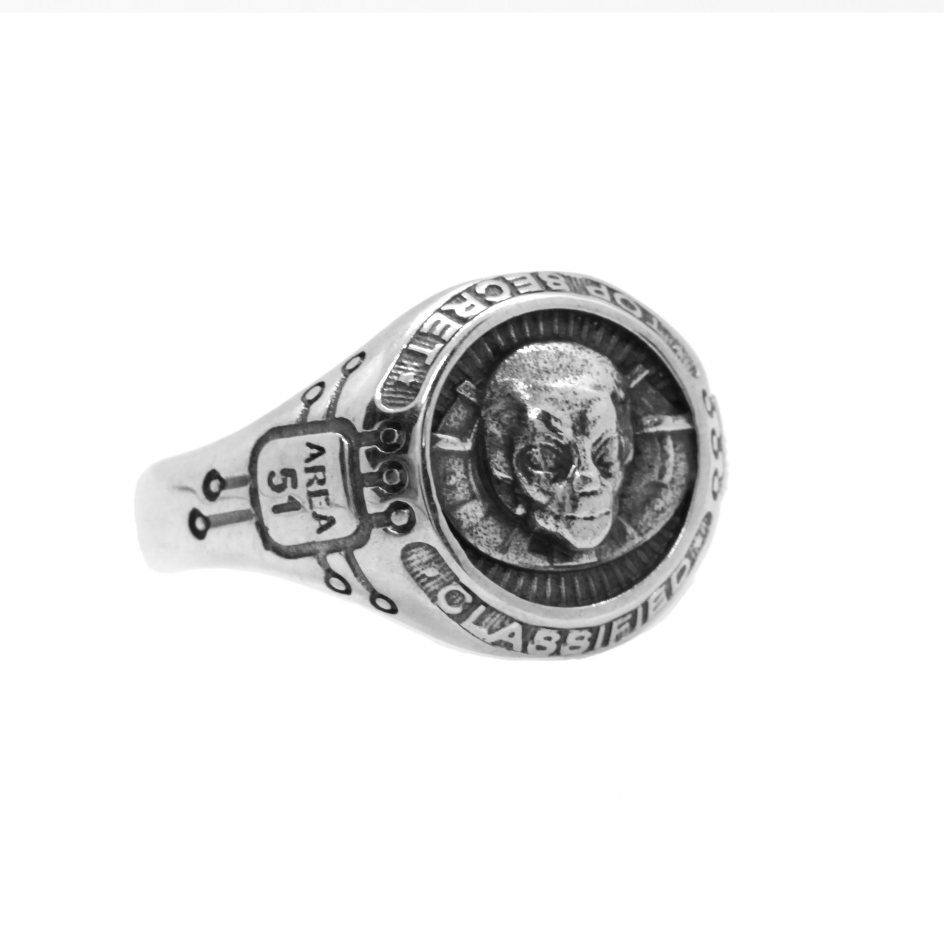 Roswell Incident 75th anniversary, UFO Alien Area 51, Mens Sterling Signet Ring by INDIGO JEWELRY