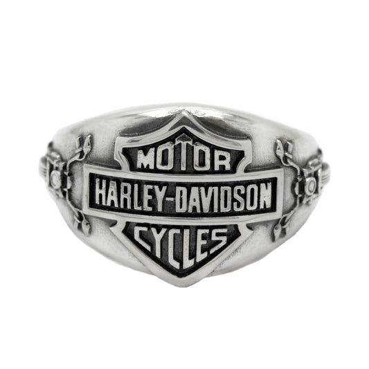 Moto Biker Herren Sterling Silber Siegelring