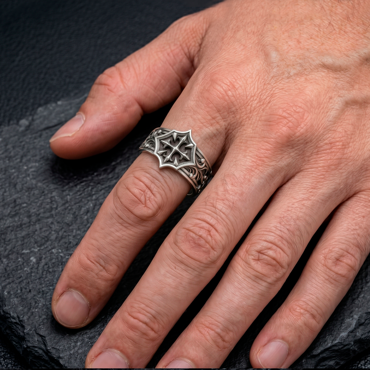 Medieval Gothic Cross Ring