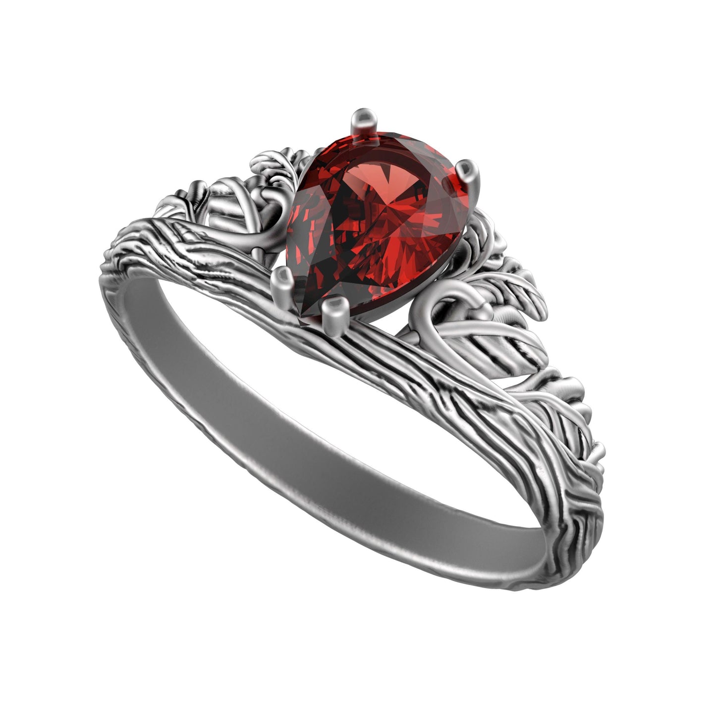 Handmade sterling silver ring with a natural green topaz gemstone. Unique branch and leaf design inspired by nature and forests. Elegant silver jewelry, perfect engagement ring or anniversary gift for her. Rustic woodland ring with a pear-cut gemstone. Symbolic jewelry for nature lovers, travelers, and those who appreciate handmade craftsmanship.