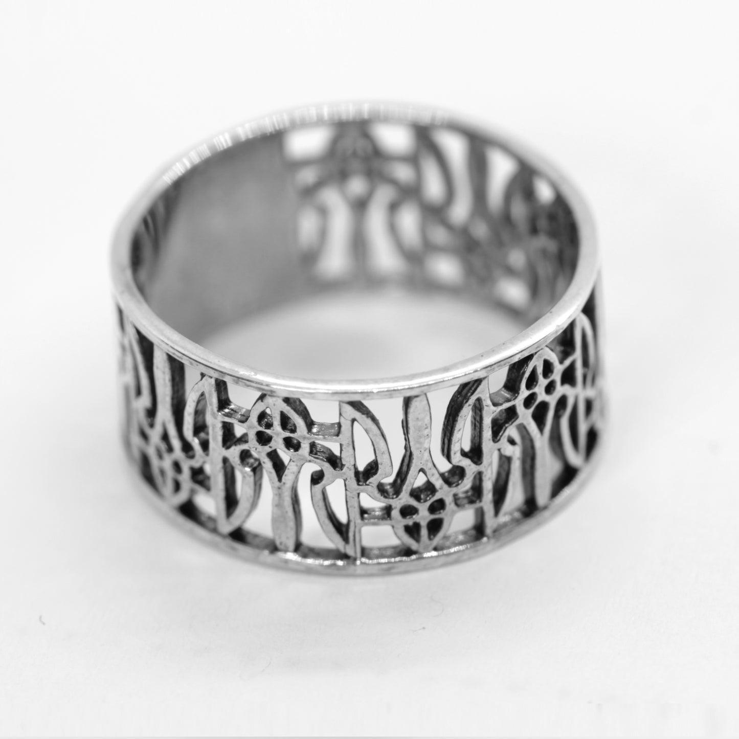 Sterling silver Ukrainian trident ring, also known as Tryzub ring, symbol of freedom and national heritage jewelry. Wide band unisex ring with ornate ethnic filigree design, perfect as a patriotic ring, heritage ring, or gift ring for men and women. Elegant yet powerful symbol ring representing Ukraine. Handcrafted solid 925 silver ring, oxidized finish for contrast. Exclusive design by INDIGO Jewelry, artisan quality jewelry with cultural meaning and timeless style.