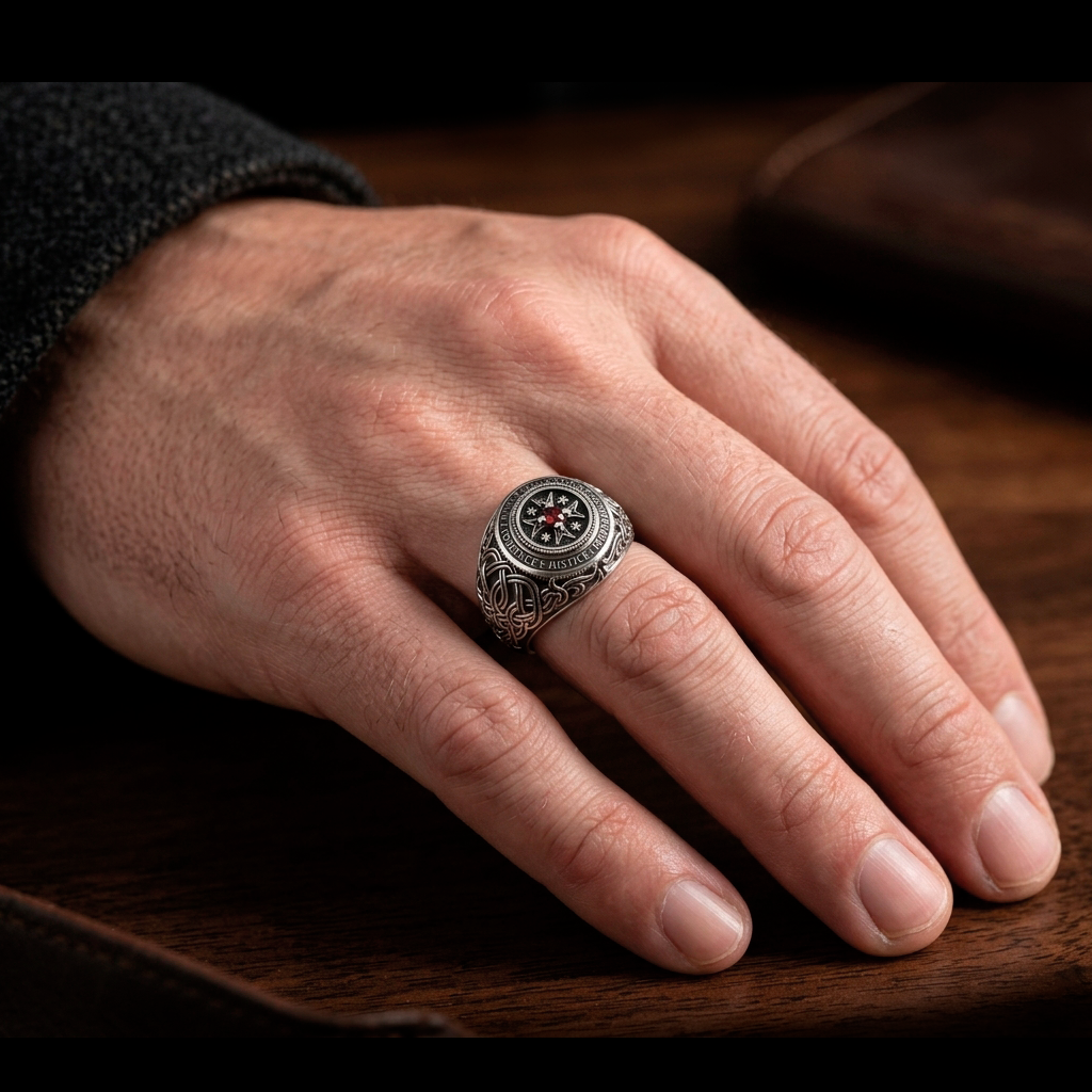 Catholic Ring Four Cardinal Virtues – Christian Mens Signet Ring