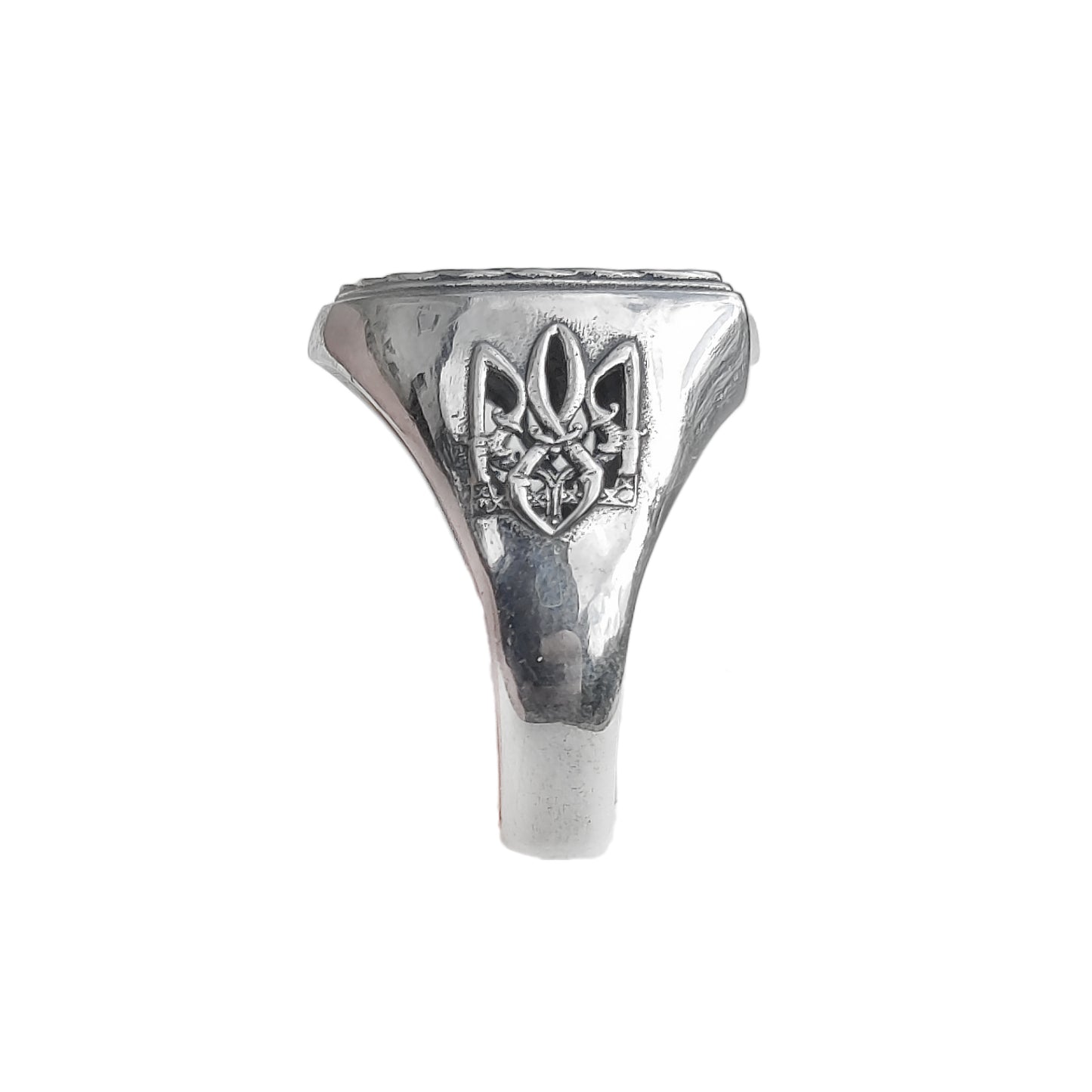 Ukrainian Trident Tryzub Symbol Mens Sterling Ring Silver