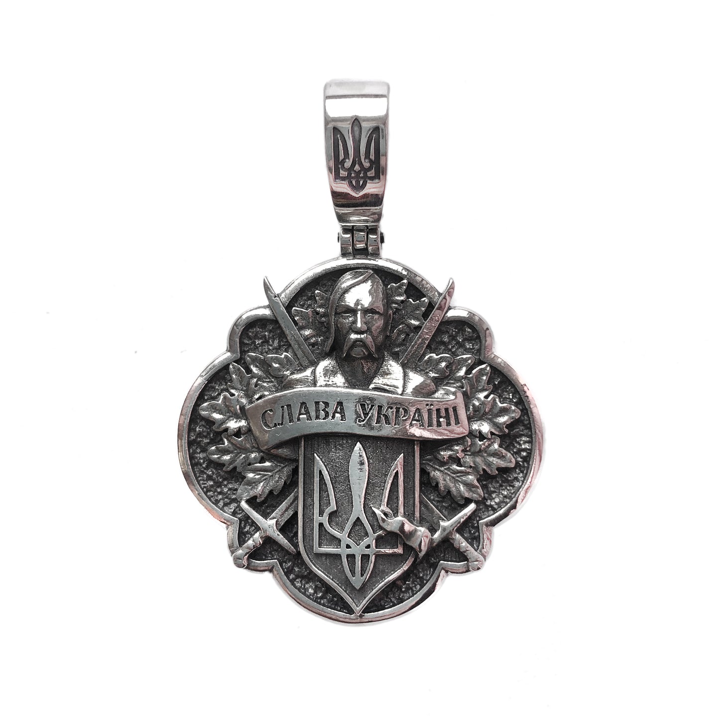 Ukrainian Kozak, Glory to Ukraine, Huge Sterling Silver Pendant