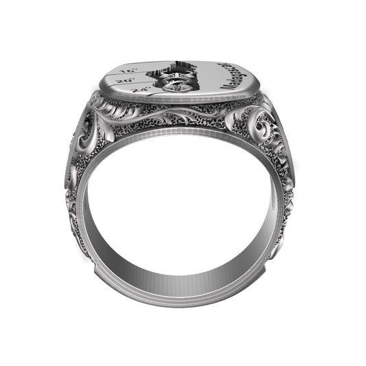 Madagascar silver signet ring with engraved island map, tribal symbols, zebu bull, palm and shield details. Handcrafted men’s jewelry in oxidized sterling silver 925, bold ethnic heritage design, unique symbolic statement ring, heavy masculine accessory, perfect gift for travelers, collectors, or lovers of African culture.