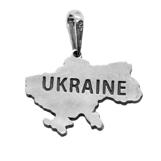 Patriotic pendant “Ukraine Map” by INDIGO Jewelry — handcrafted from solid 925 sterling silver with oxidized blackened finish. Symbol of unity, strength, and resilience of the Ukrainian people. Weight 5.8 g, size 29×22 mm, SKU S60001. Perfect meaningful gift for Ukrainians and friends of Ukraine.