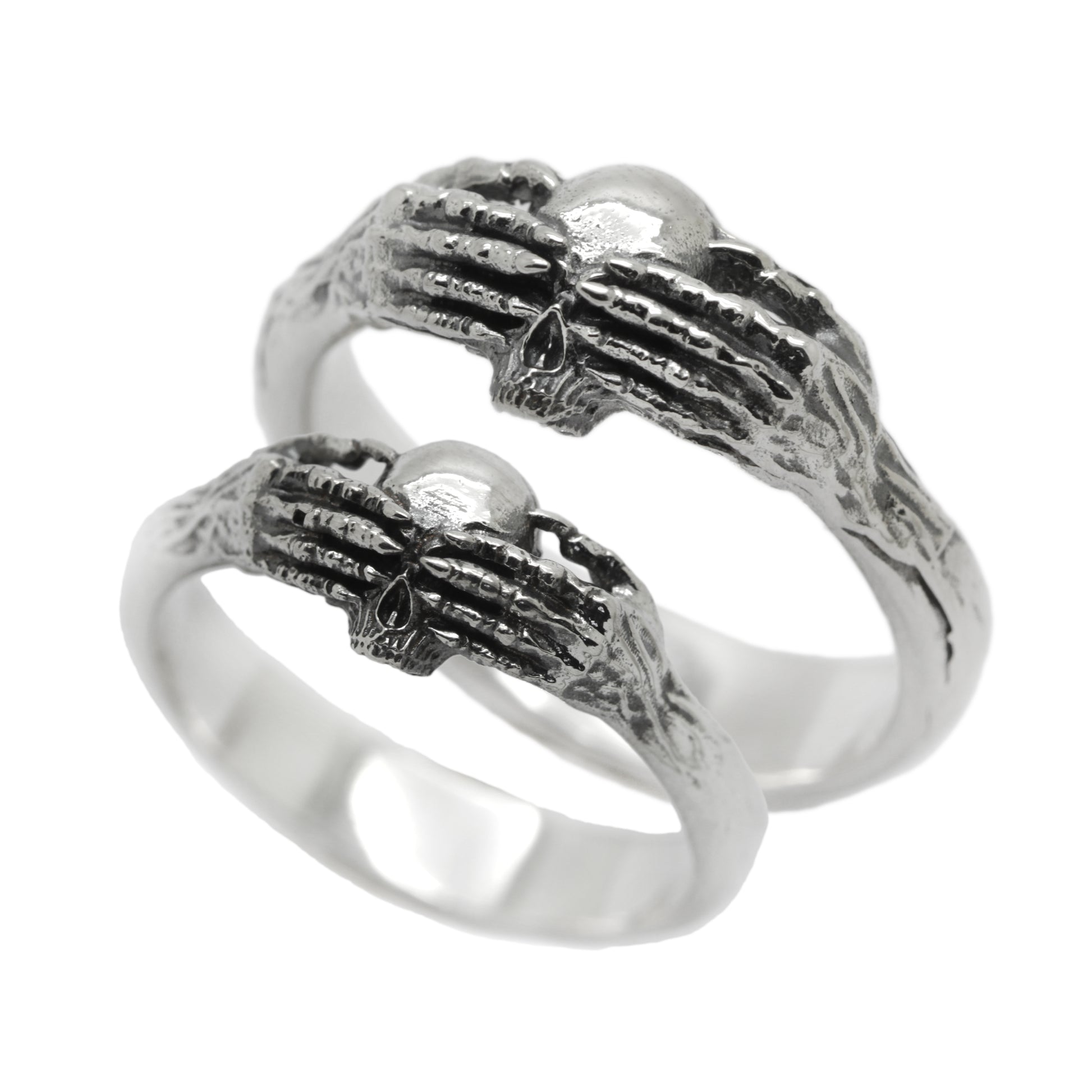 Till Death is Blind, Skeleton Skull Claddagh, Love Till Death, Couple Rings, Unique Engagement or Wedding, Sterling Silver