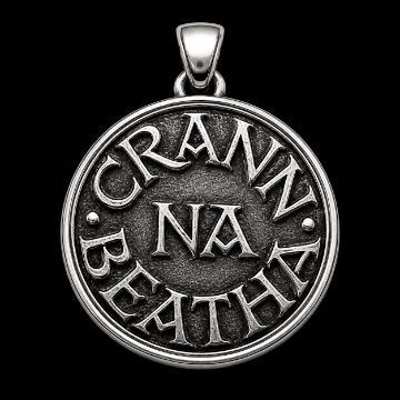 Oxidized silver Tree of Life pendant in 925 sterling silver, inspired by Yggdrasil Norse mythology, round 25mm symbolic Viking necklace, handcrafted Scandinavian jewelry for men, detailed textured background, minimalist mythological silver charm
